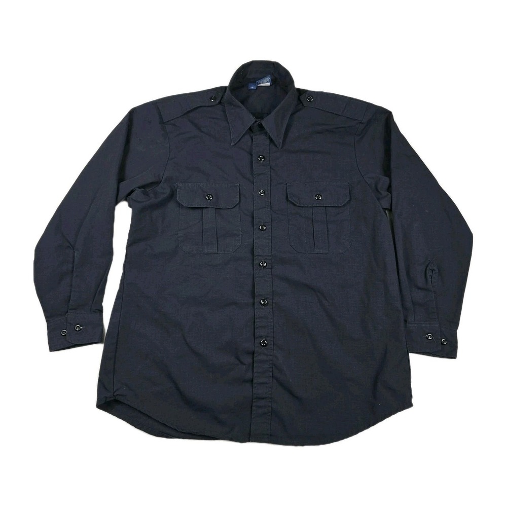 Propper Shirt Mens Large Blue Pockets‎ Long Sleeve Button Utility Workwear